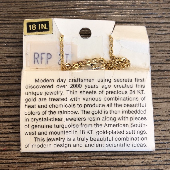 Rainbowflake Necklace Gold Flake & Turquoise Resin - Picture 6 of 9